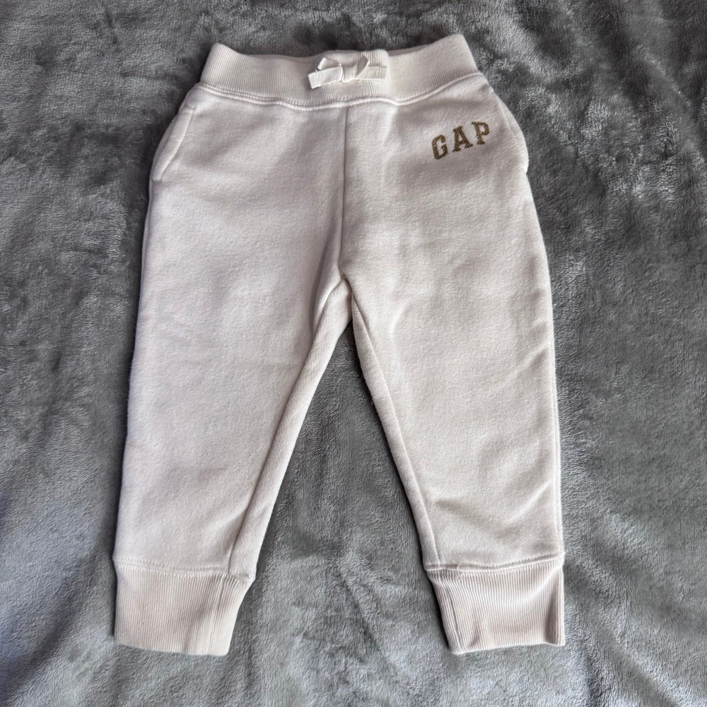 Baby GAP Girl Cream and Gold Jogger Sweatpants